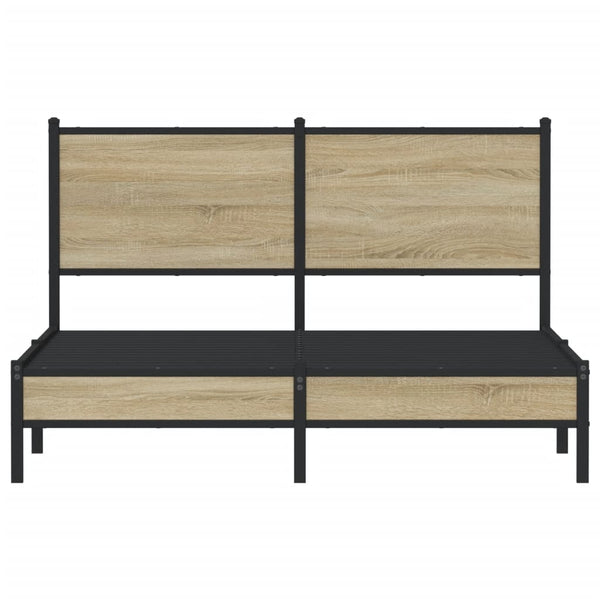 Metallinen sängynrunko päädyllä Sonoma-tammi 137x190 cm