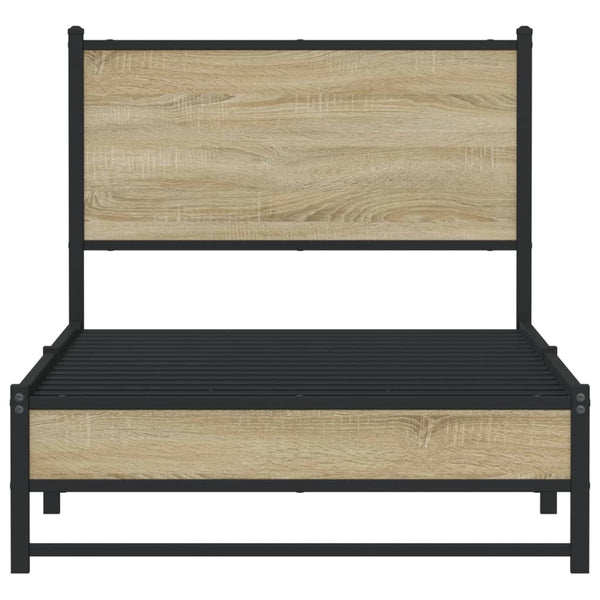 Metallinen sängynrunko päädyllä Sonoma-tammi 80x200 cm