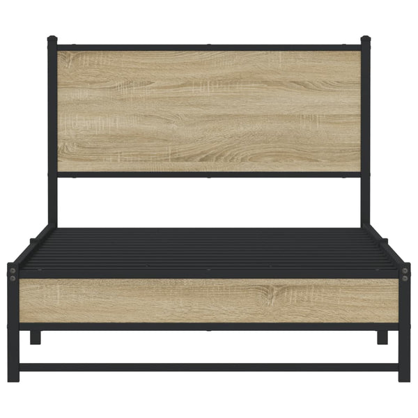 Metallinen sängynrunko päädyllä Sonoma-tammi 100x200 cm