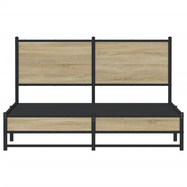 Metallinen sängynrunko päädyllä Sonoma-tammi 137x190 cm