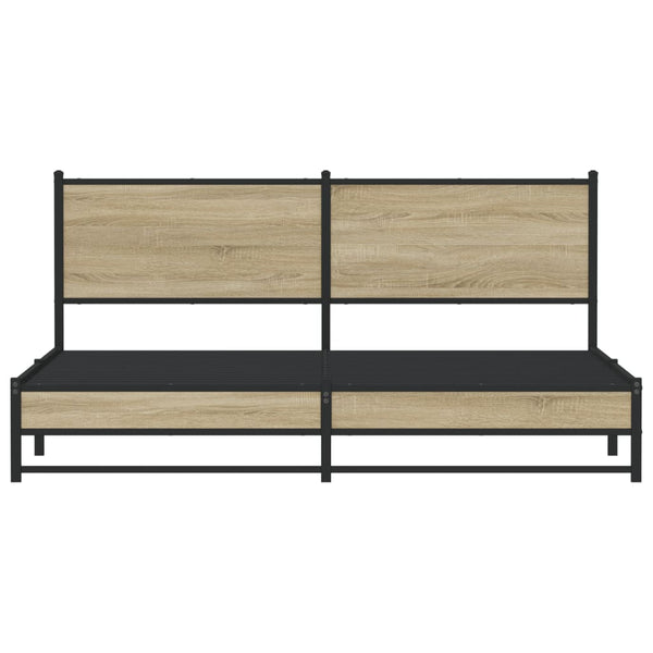 Metallinen sängynrunko päädyllä Sonoma-tammi 160x200 cm