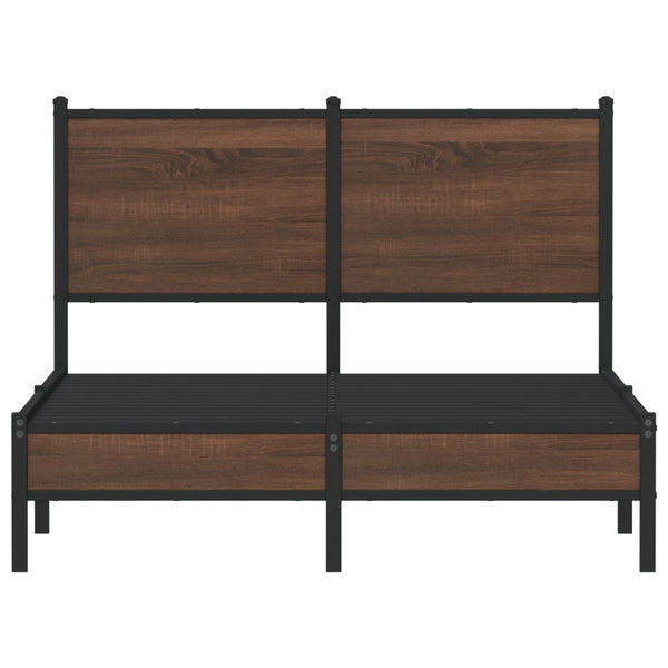 Metallinen sängynrunko päädyllä ruskea tammi 120x200 cm