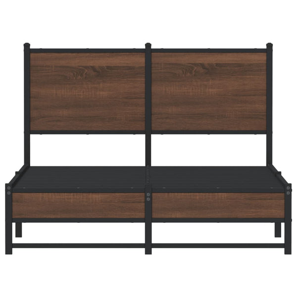 Metallinen sängynrunko päädyllä ruskea tammi 120x190 cm