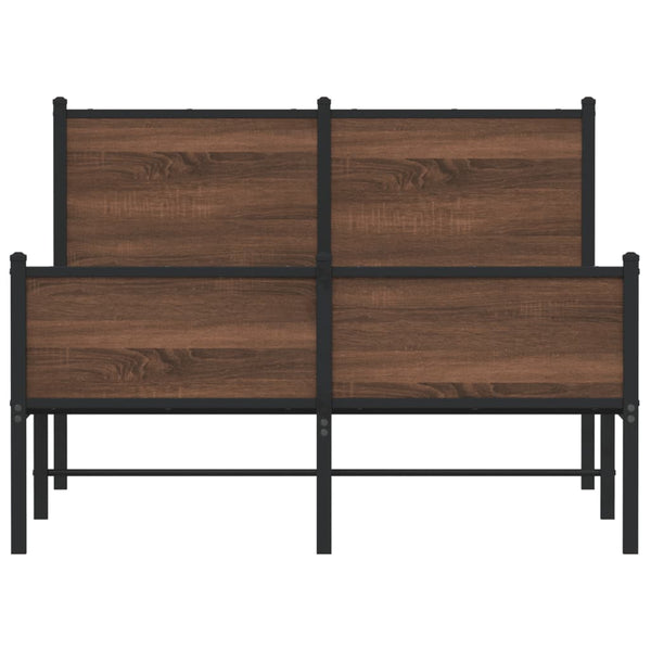 Metallinen sängynrunko päädyillä ruskea tammi 120x200 cm