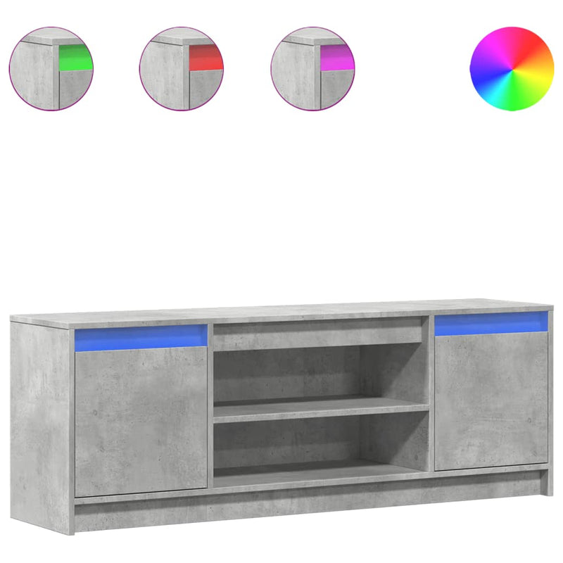 Betoninharmaa tv-taso led-valoilla Basch 139,5x34x50cm (puinen)
