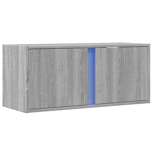 TV-seinäkaappi LED-valoilla harmaa Sonoma 80x31x35 cm