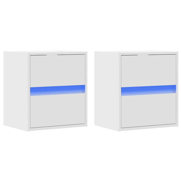 TV-seinäkaapit LED-valoilla 2 kpl valkoinen 41x31x45 cm