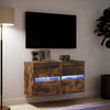TV-seinäkaapit LED-valoilla 2 kpl savutammi 41x31x45 cm