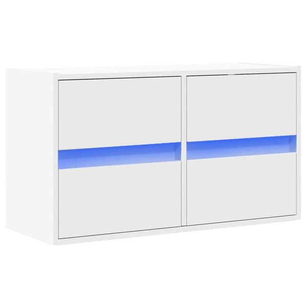 TV-seinäkaappi LED-valoilla valkoinen 80x31x45 cm