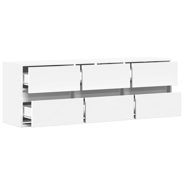 TV-seinäkaappi LED-valoilla valkoinen 130x31x45 cm