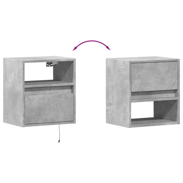TV-seinäkaapit LED-valoilla 2 kpl betoninharmaa 41x31x45 cm