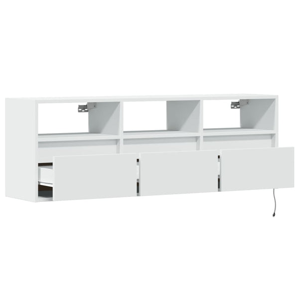 TV-seinäkaappi LED-valoilla valkoinen 130x31x45 cm