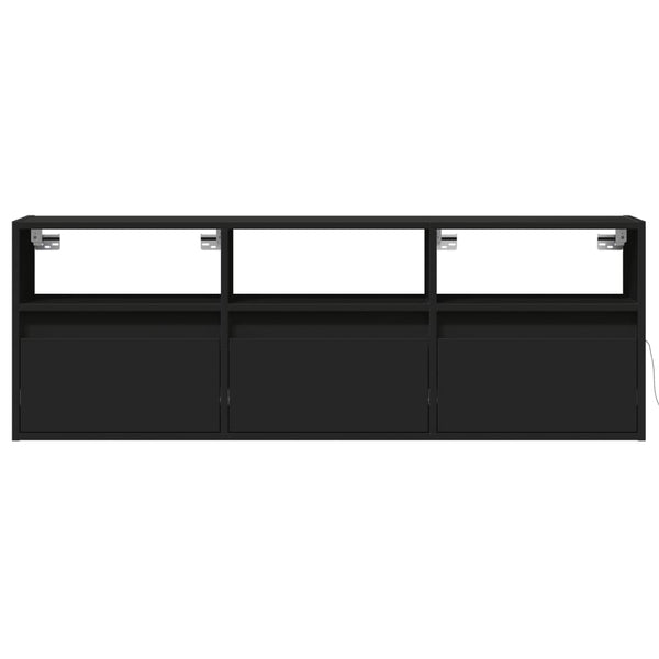 TV-seinäkaappi LED-valoilla musta 130x31x45 cm