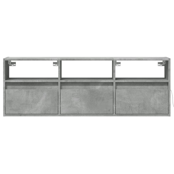 TV-seinäkaappi LED-valoilla betoninharmaa 130x31x45 cm