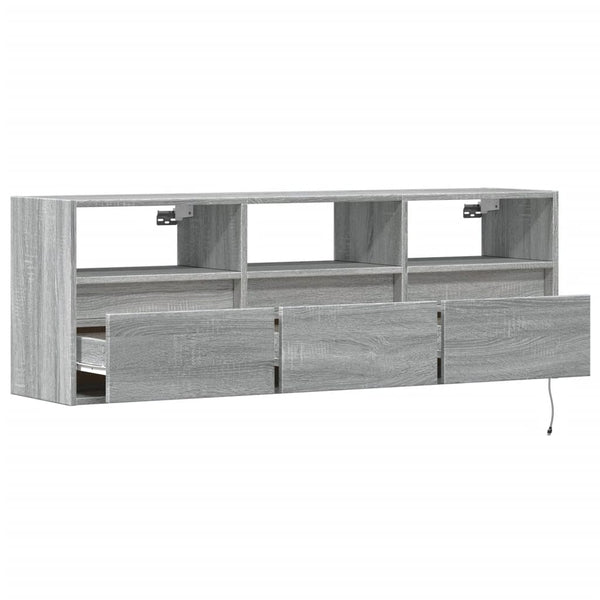 TV-seinäkaappi LED-valoilla harmaa Sonoma 130x31x45 cm