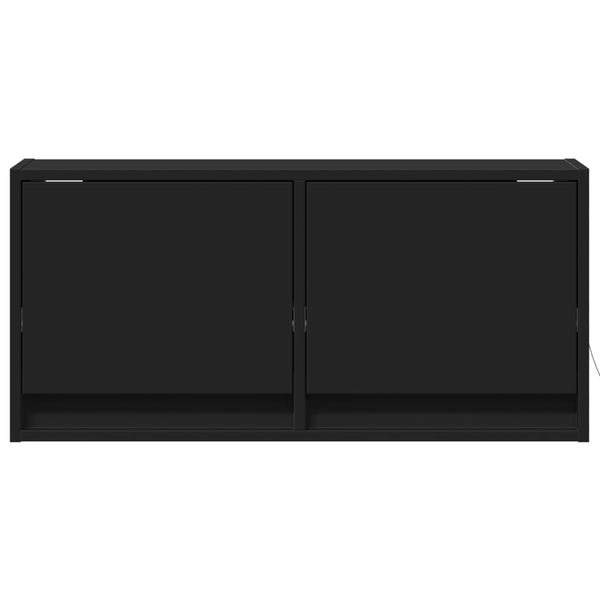 TV-seinäkaappi LED-valoilla musta 80x31x35 cm