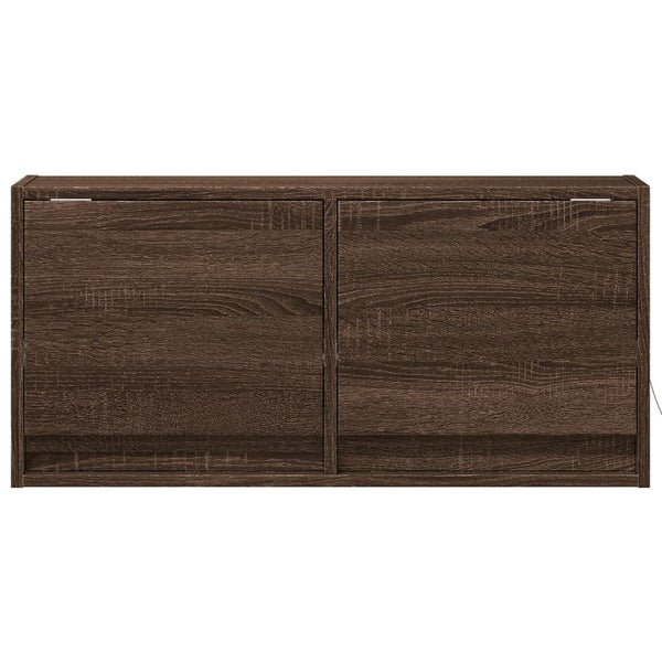 TV-seinäkaappi LED-valoilla ruskea tammi 80x31x35 cm