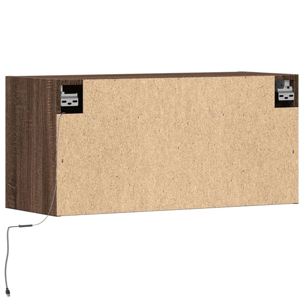 TV-seinäkaappi LED-valoilla ruskea tammi 80x31x35 cm