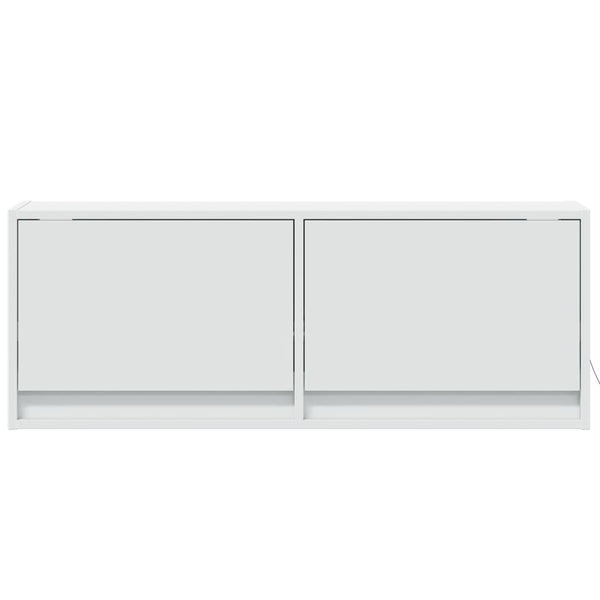 TV-seinäkaappi LED-valoilla valkoinen 100x31x35 cm