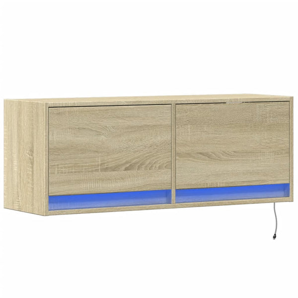 TV-seinäkaappi LED-valoilla Sonoma-tammi 100x31x35 cm
