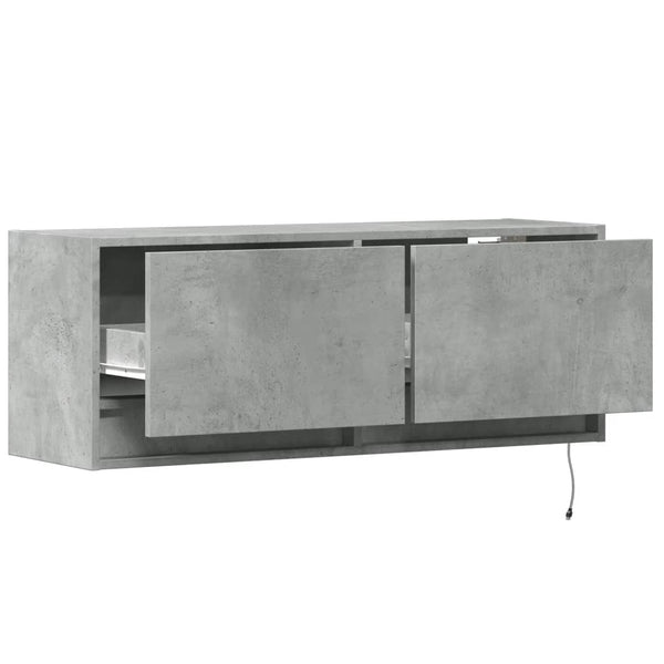 TV-seinäkaappi LED-valoilla betoninharmaa 100x31x35 cm