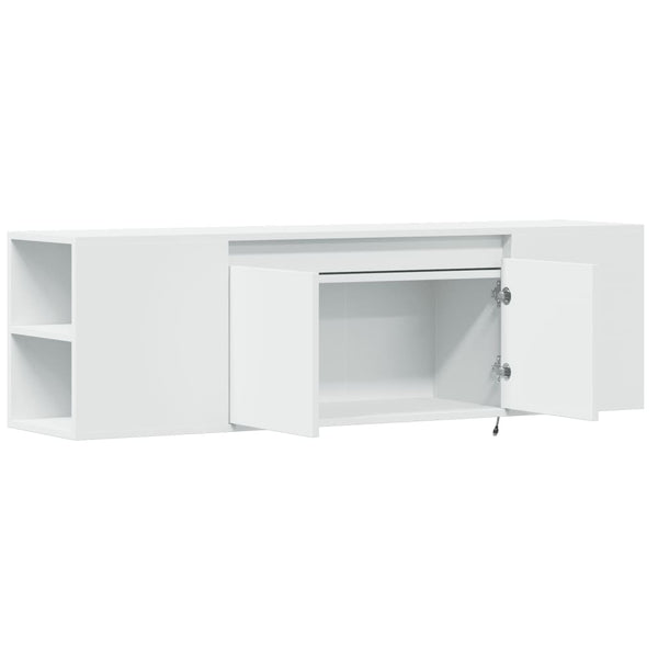 TV-seinäkaappi LED-valoilla valkoinen 135x31x39,5 cm