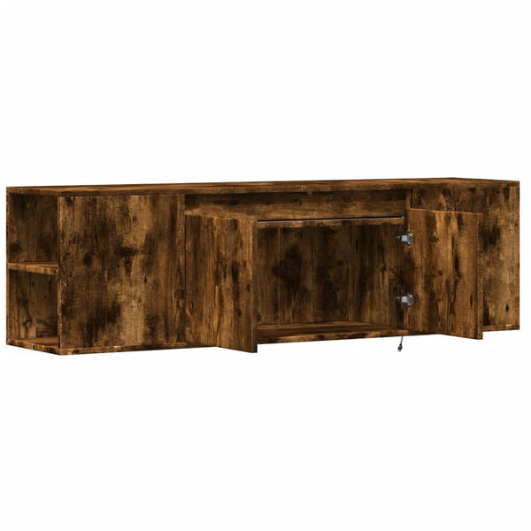 TV-seinäkaappi LED-valoilla savutammi 135x31x39,5 cm