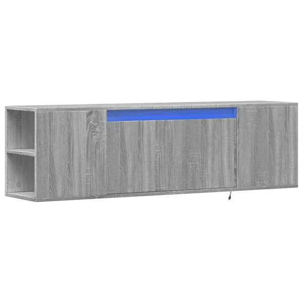 TV-seinäkaappi LED-valoilla harmaa Sonoma 135x31x39,5 cm