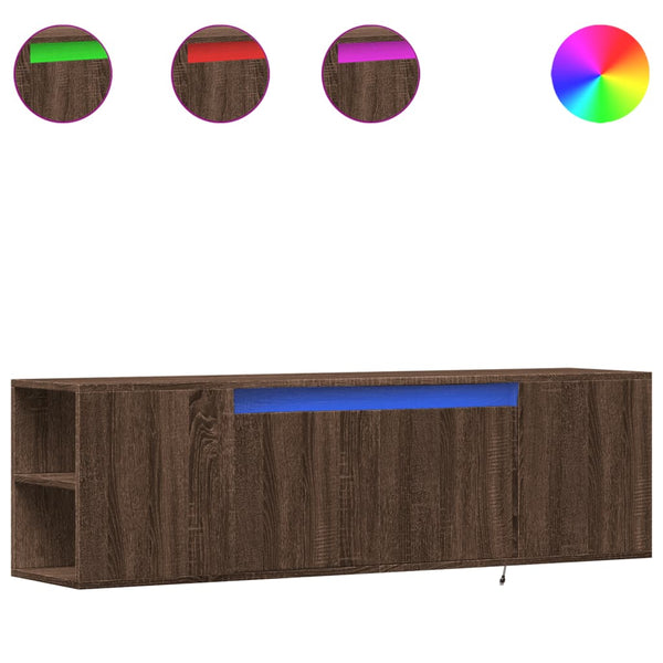 TV-seinäkaappi LED-valoilla ruskea tammi 135x31x39,5 cm