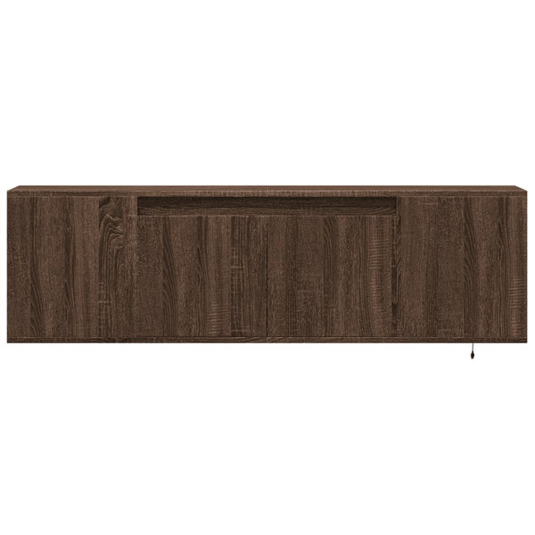 TV-seinäkaappi LED-valoilla ruskea tammi 135x31x39,5 cm