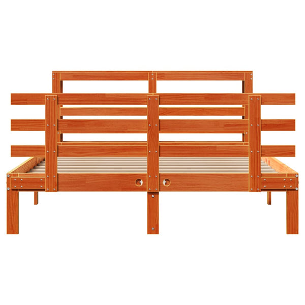 Vahanruskea sängynrunko päädyllä Salveniu 140x190cm (puu)