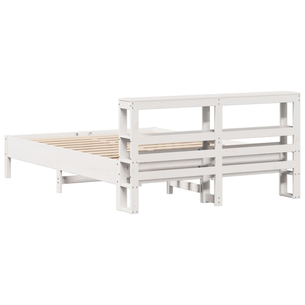 Sängynrunko ilman patjaa valkoinen 135x190 cm täysi mänty