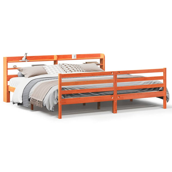 Sängynrunko ilman patjaa vahanruskea 200x200 cm täysi mänty