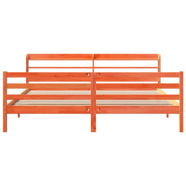 Sängynrunko ilman patjaa vahanruskea 200x200 cm täysi mänty