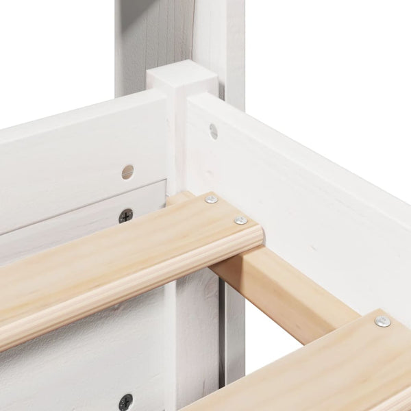 Valkoinen sängynrunko päädyllä Alcipe 135x190cm (mänty)