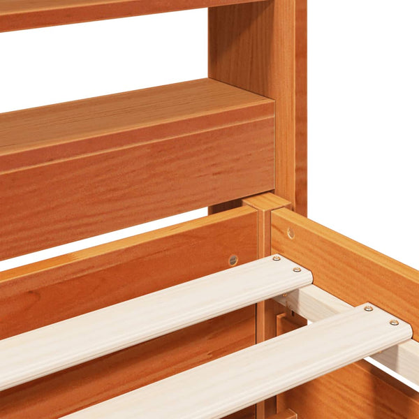 Sängynrunko ilman patjaa vahanruskea 75x190 cm täysi mänty