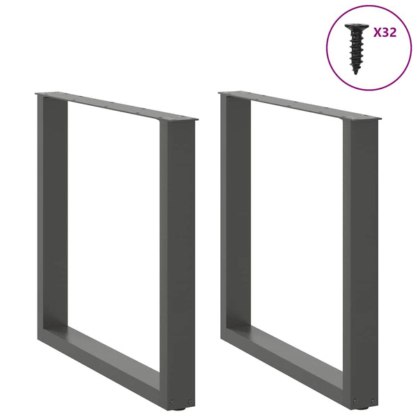 Antrasiitti ruokapöydän jalat u-muotoiset Mihhai 90x(72-73)cm (2 kpl)