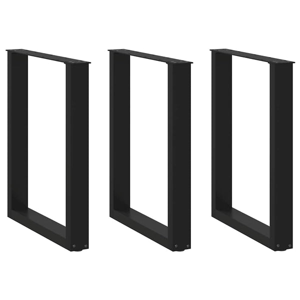 Musta ruokapöydän jalat u-muotoiset Mihhai 70x(72-73)cm (3 kpl, teräs)