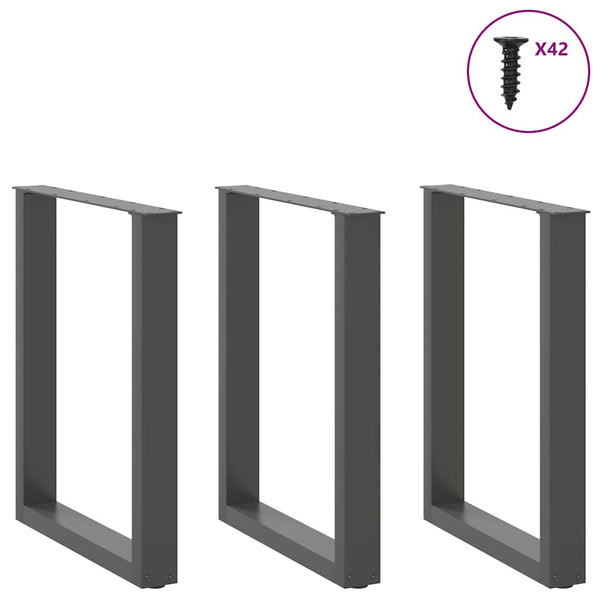 Antrasiitti ruokapöydän jalat u-muotoiset Mihhai 70x(72-73)cm (3 kpl)