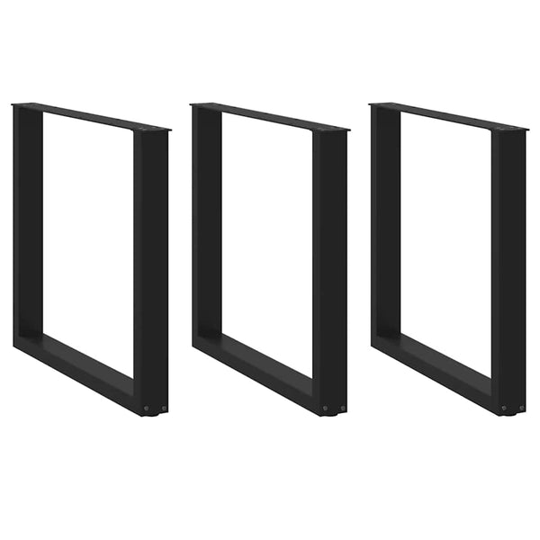 Musta ruokapöydän jalat u-muotoiset Mihhai 90x(72-73)cm (3 kpl, teräs)