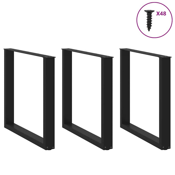 Musta ruokapöydän jalat u-muotoiset Mihhai 90x(72-73)cm (3 kpl, teräs)