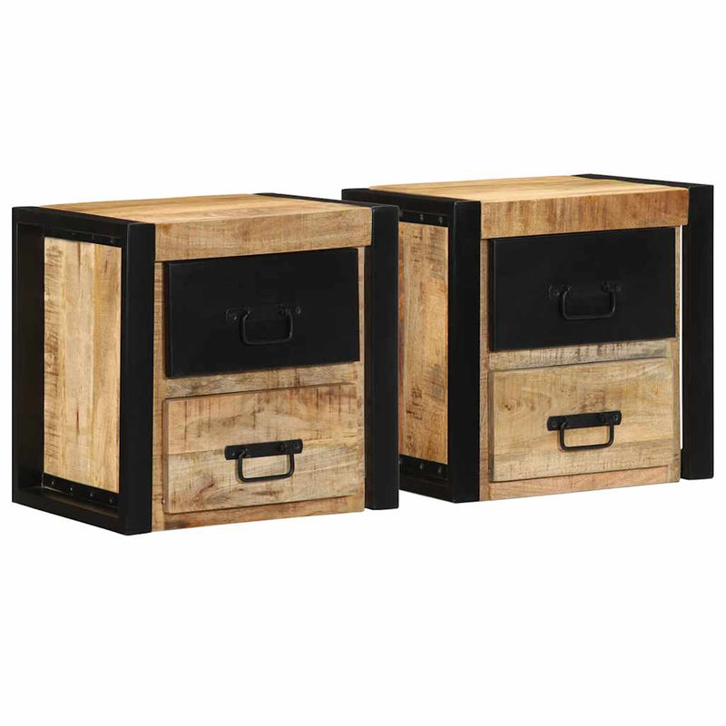 Yöpöytäkaapit 2 kpl 40x35x40 cm Massiivipuuta mango
