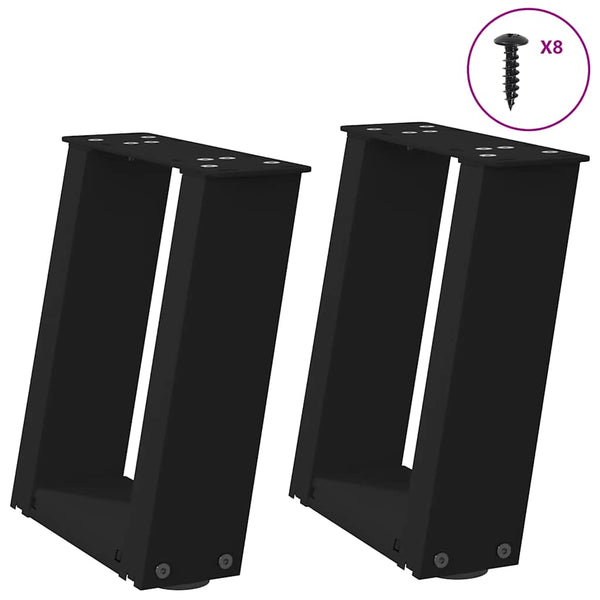 Sohvapöydän jalat U-muotoiset 2 kpl Musta 30x(30-31) cm Teräs