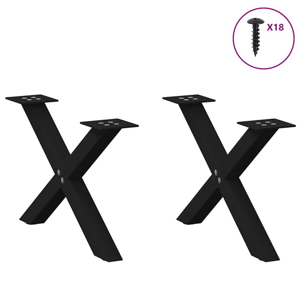 Musta sohvapöydän jalat x-muotoiset Pantil 60x(30-31)cm (2 kpl teräs)