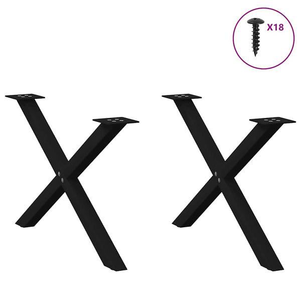 Musta sohvapöydän jalat x-muotoiset Pantil 70x(42-43)cm (2 kpl teräs)