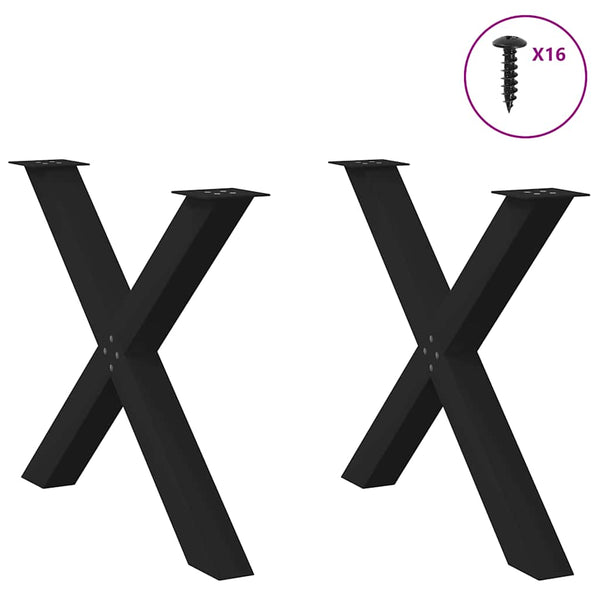 Musta ruokapöydän jalat x-muotoiset Pantil 90x(72-73)cm (2 kpl teräs)