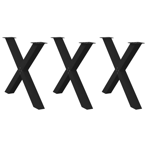 Musta ruokapöydän jalat x-muotoiset Pantil 90x(72-73)cm (3 kpl, teräs)