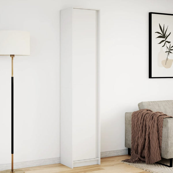 Kaappi LED-valoilla valkoinen 41,5x32,5x200 cm tekninen puu