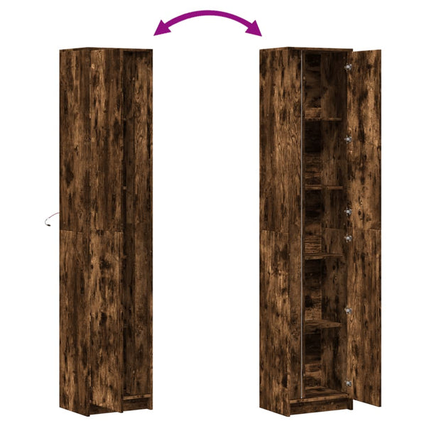 Kaappi LED-valoilla savutammi 41,5x32,5x200 cm tekninen puu