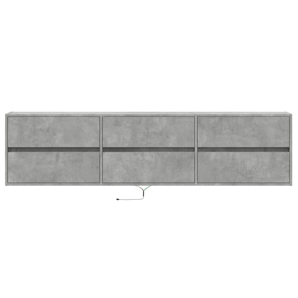 TV-seinäkaappi LED-valoilla betoninharmaa 180x31x45 cm